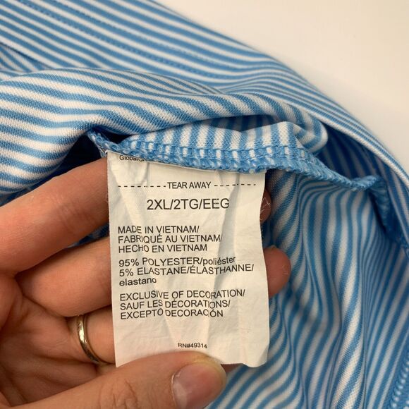 Under Armour Shirt Men 2XL XXL Blue/White Striped HeatGear Performance Golf Polo - Picture 7 of 11